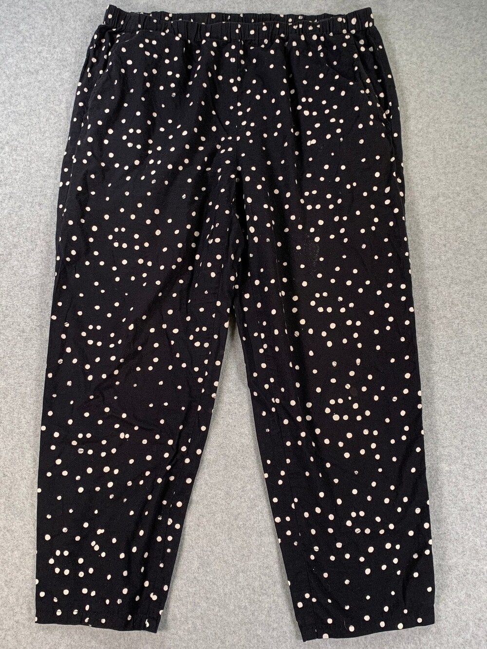 Eileen Fisher Pants Black White Polka Dot Relaxed Cropped Women's Size Small